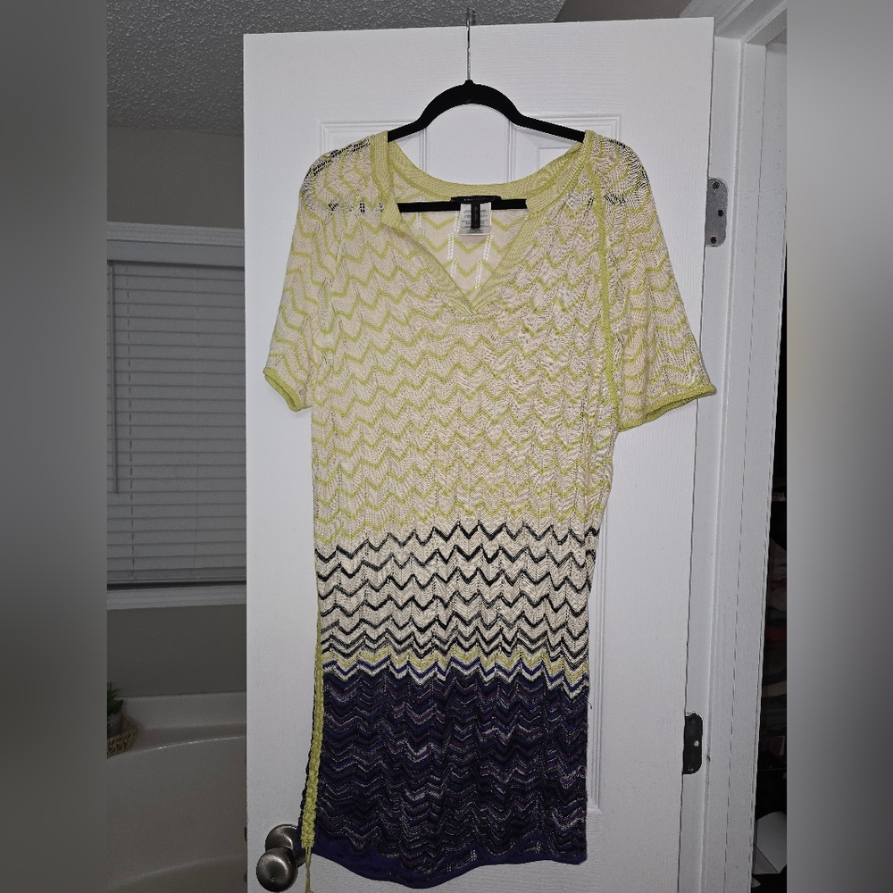 BCBG Women's Chevron Pattern Knit Cover Up Dress Size XSmall